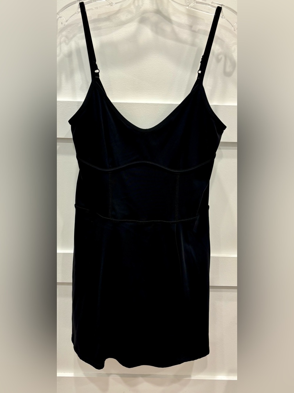 JoyLab Black Spaghetti-Strap Athletic Tank Dress with Built In Shorts
